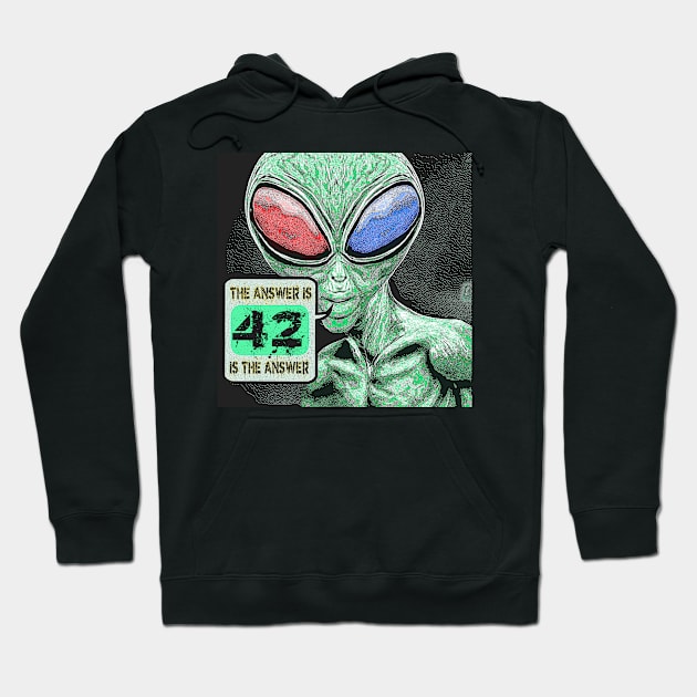 Alien Hitchhikers Humor 42 Joke Hoodie by PlanetMonkey